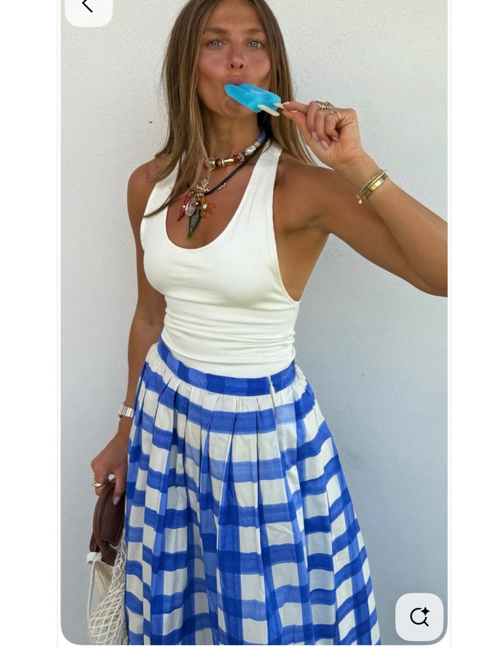 Zara Blue and White A-Line Midi Skirt
